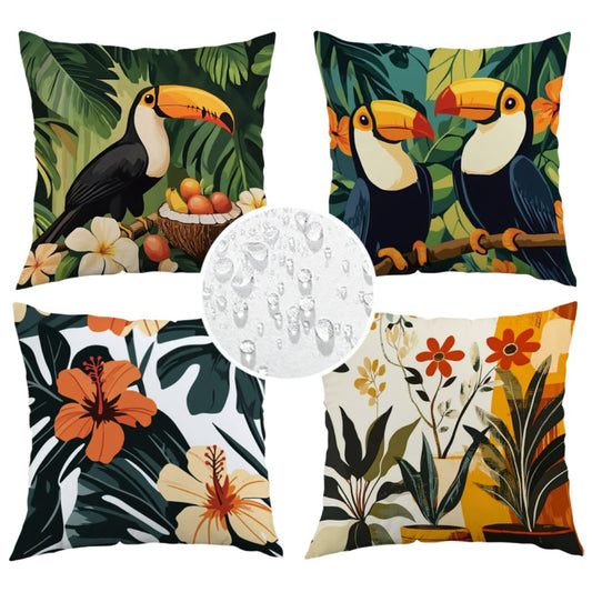 Waterproof Tropical Parrot Print Throw Pillow Covers