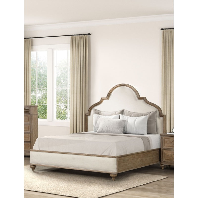 Oakridge Rustic Oak King Bed | Solid Wood Upholstered Frame