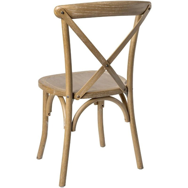 Heritage Cross - Back Dining Chair in Natural + White Grain by Chic Woods - solid wood furniture by Chic Woods