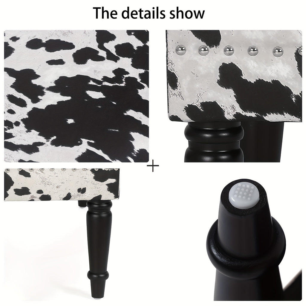 Cow Hide decorative accent bench