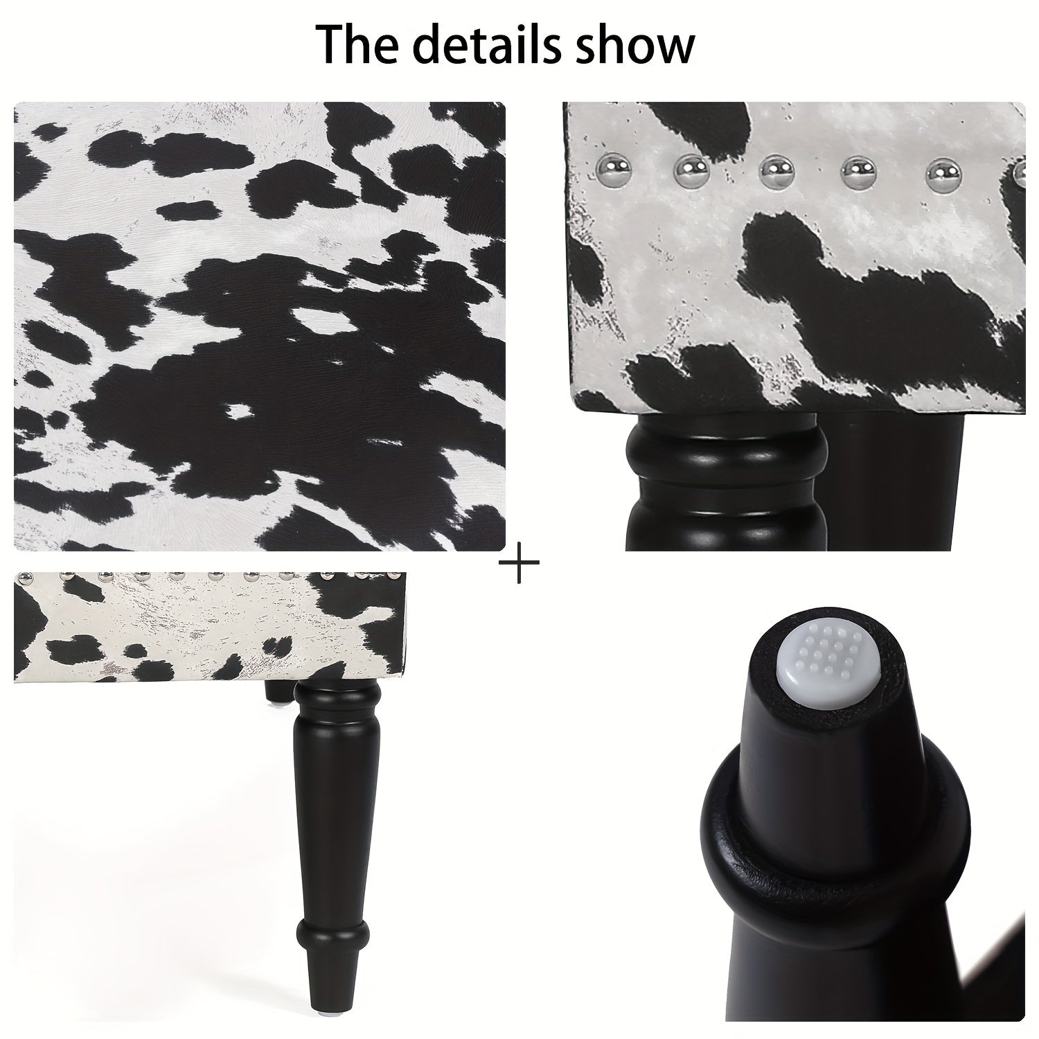 Cow Hide decorative accent bench