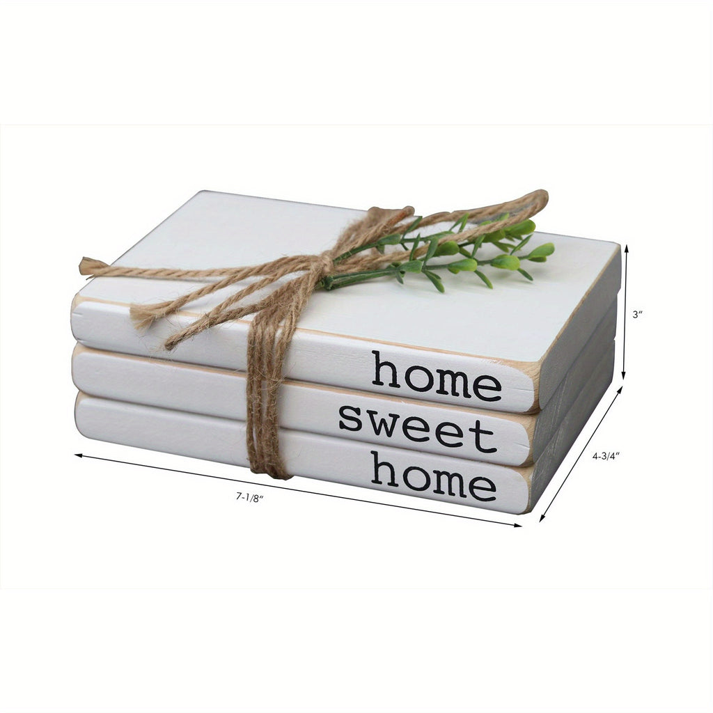 Home Sweet Home Wooden Book Stack – Farmhouse Charm”