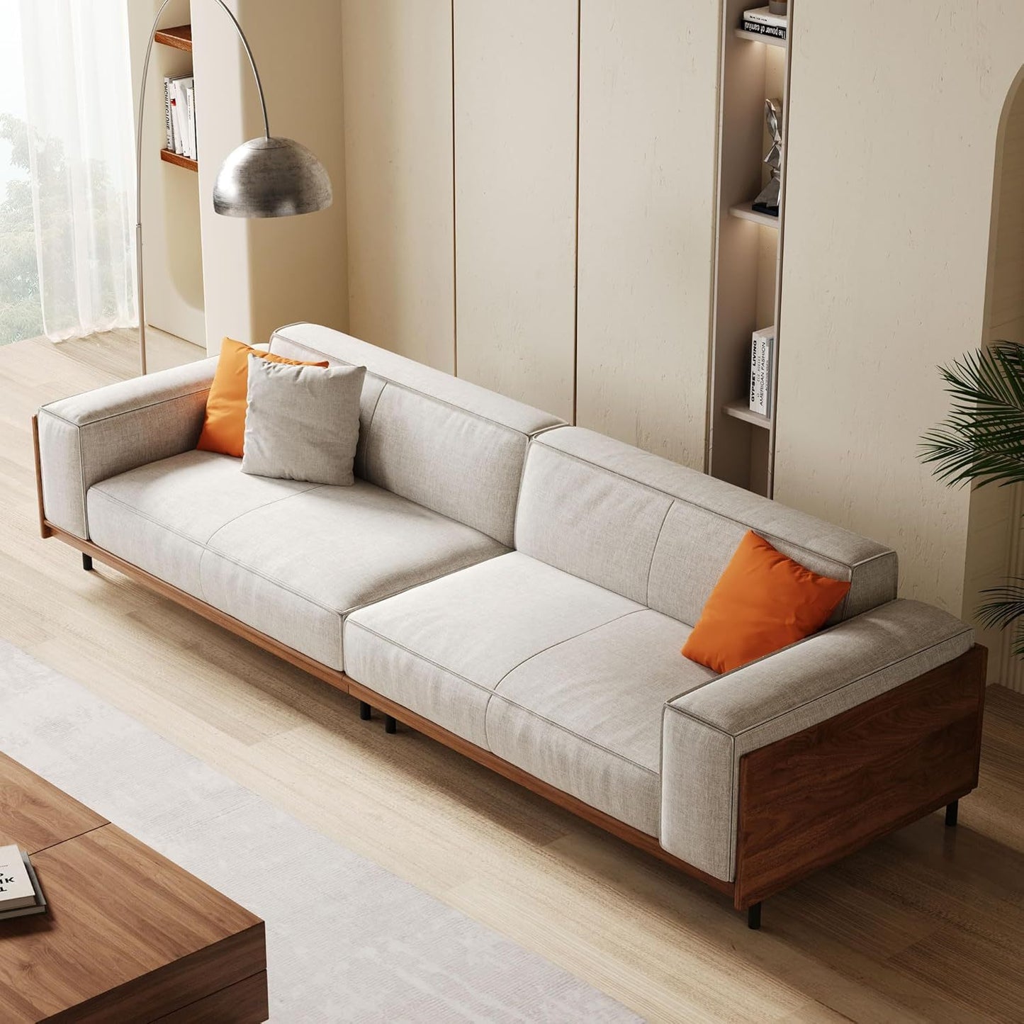 Marcell 111-Inch Extra Wide Fabric Sofa | Solid Wood Frame