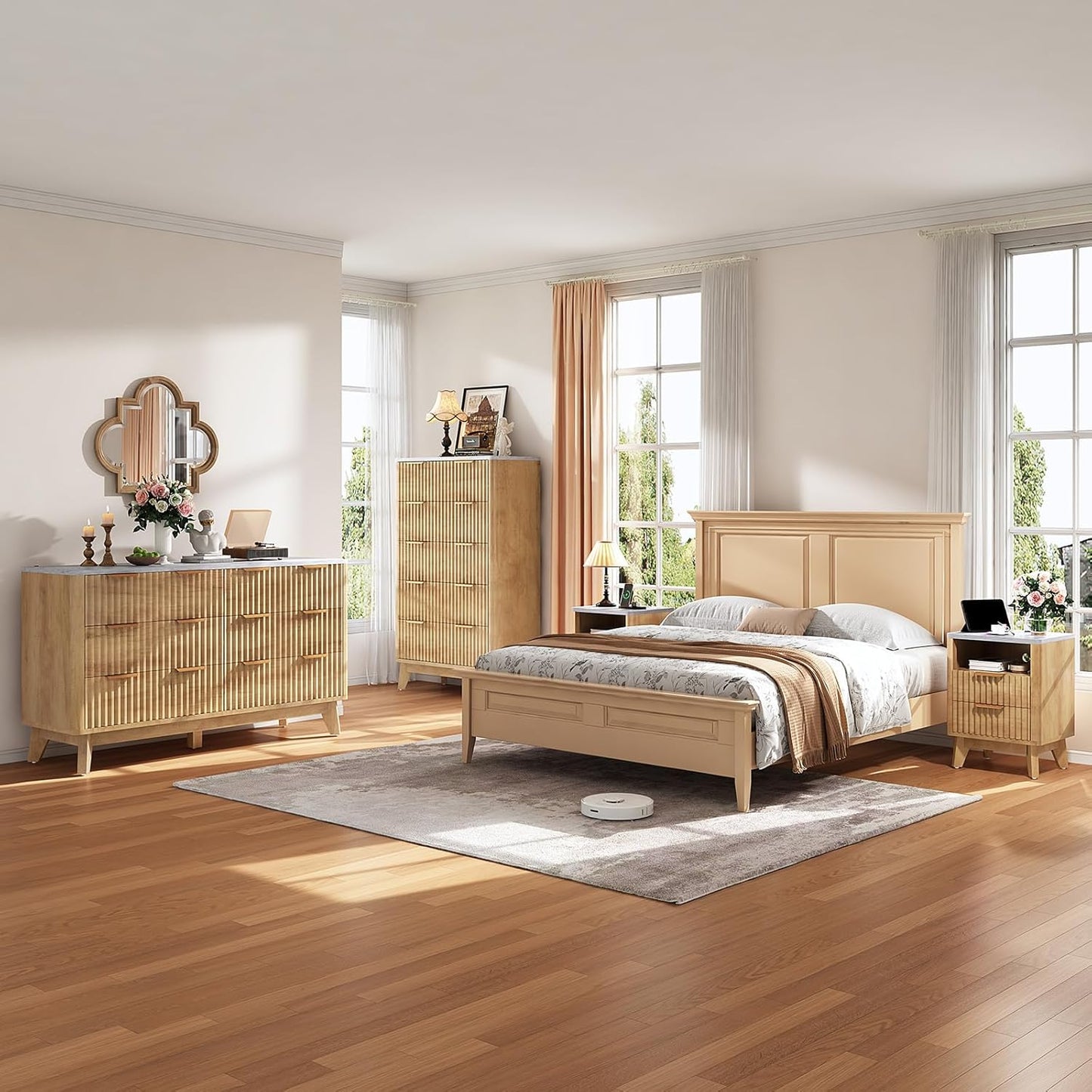 Fluted Bedroom Storage Set – Dresser & Tall Chest (2-Piece Set)