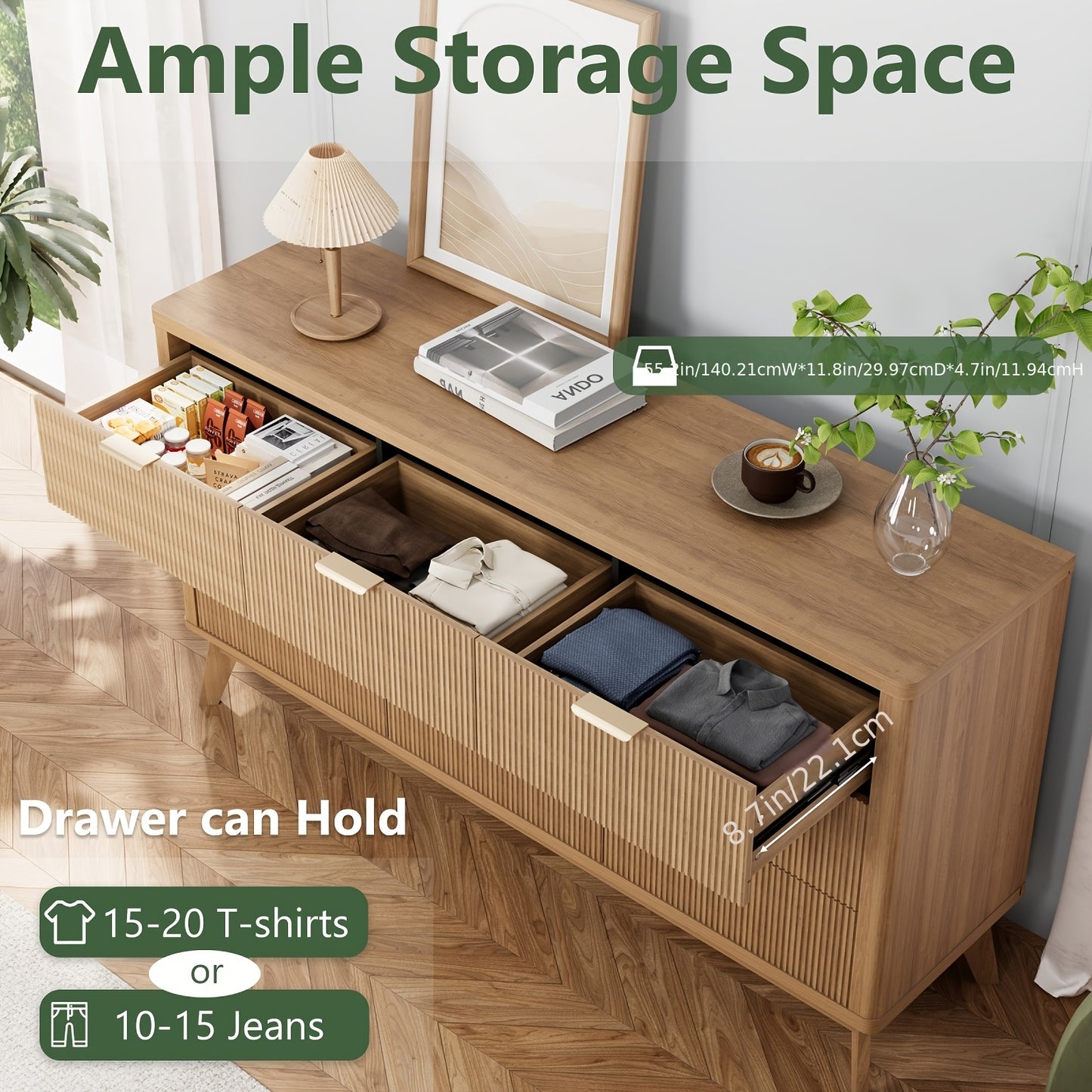 Willow Bend Nine-Drawer Wood Dresser
59″ Mid-Century Inspired Solid Wood Storage Chest