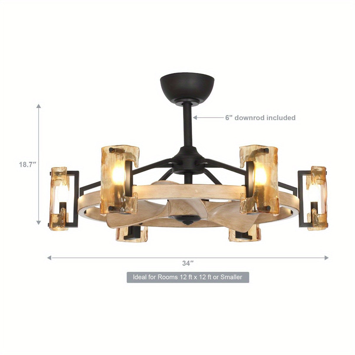 Briar 34-Inch Indoor Farmhouse Ceiling Fan with Light Kit & Remote