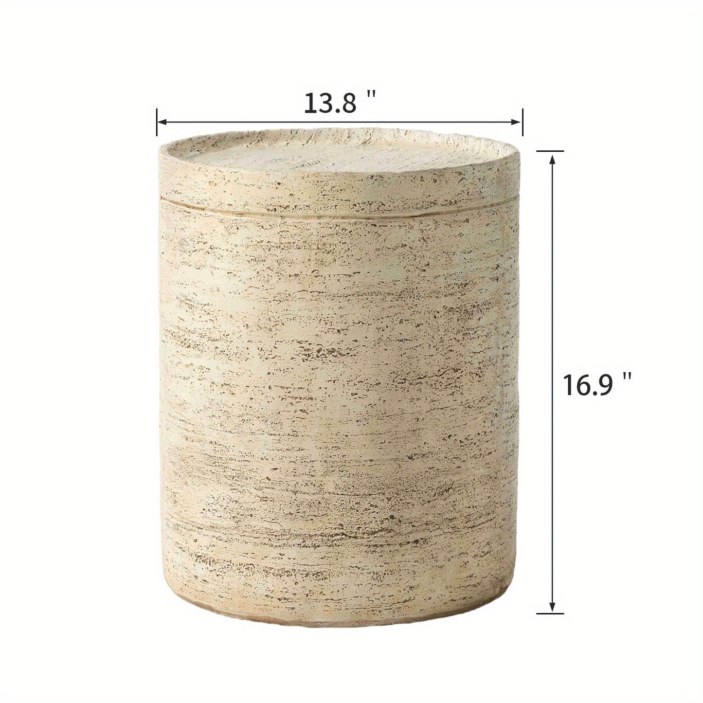 Concrete Side Table, Outdoor Side Table For Patio, 14" Outdoor Accent Table Patio Round Side Table End Table