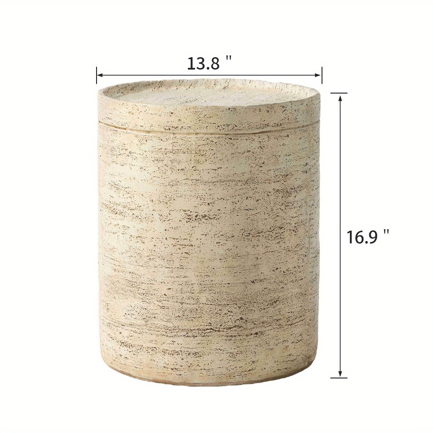 Concrete Side Table, Outdoor Side Table For Patio, 14" Outdoor Accent Table Patio Round Side Table End Table