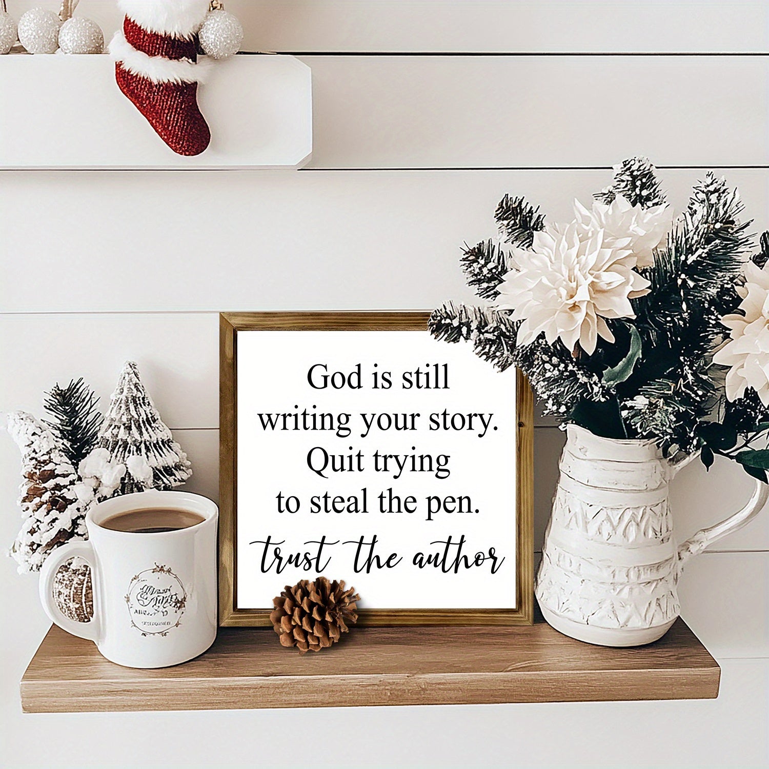 Rustic Wooden Inspirational Quote Sign - "Trust the Author"