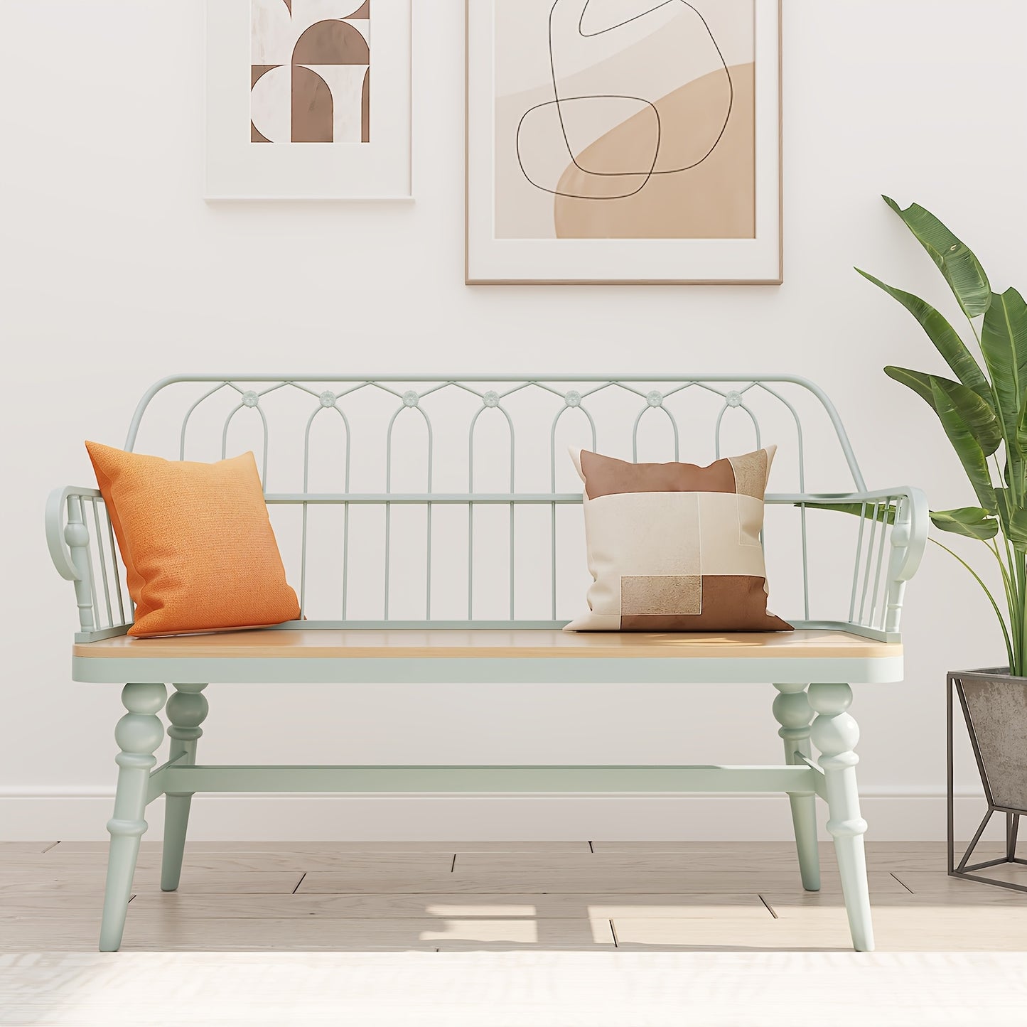 Farmhouse Spindle Back Wooden Bench