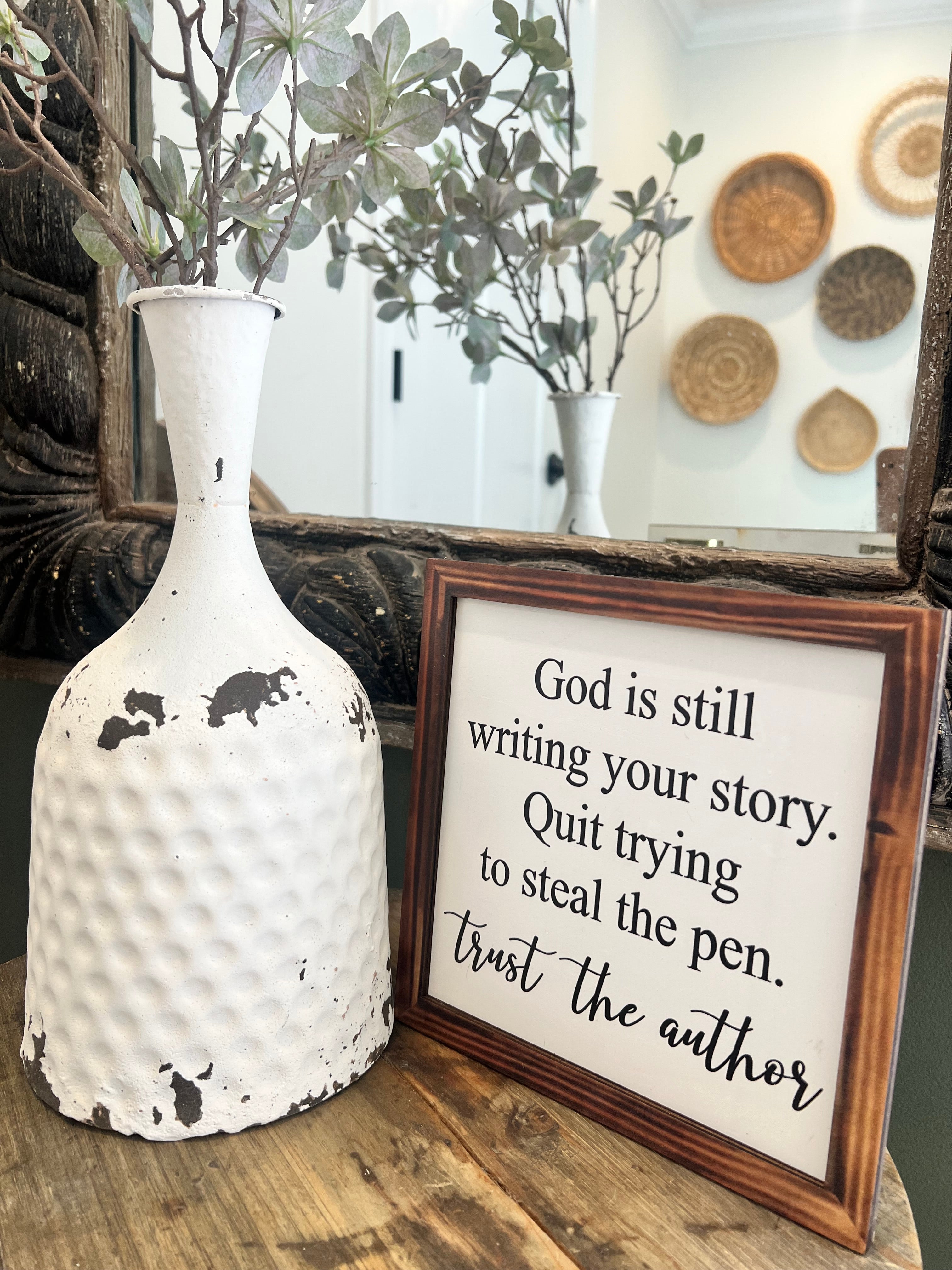 Rustic Wooden Inspirational Quote Sign - "Trust the Author"