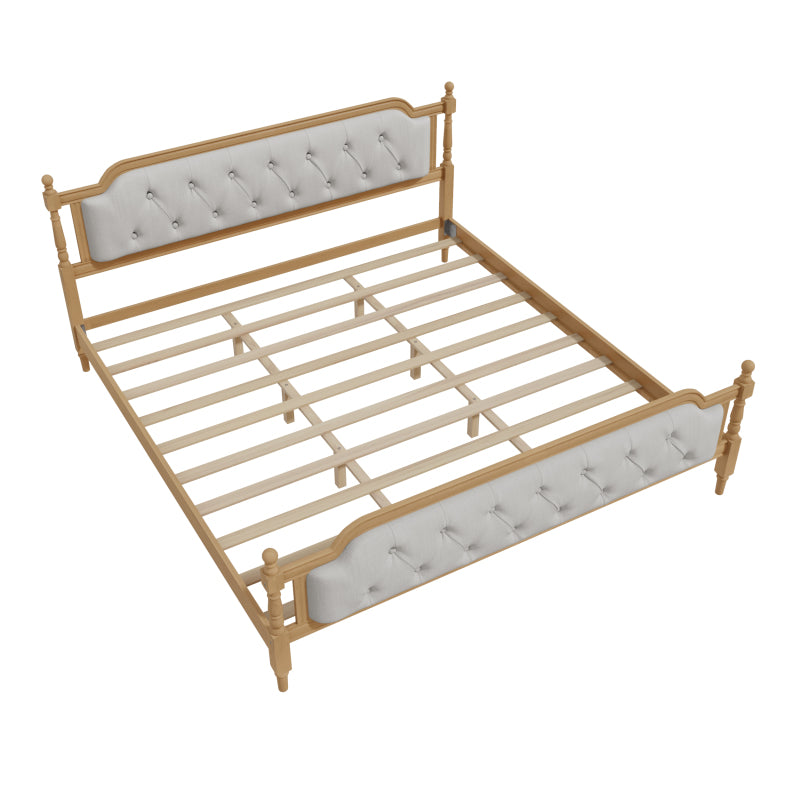 Wellington King Size Solid Wood Bed in Walnut | Upholstered Tufted Headboard