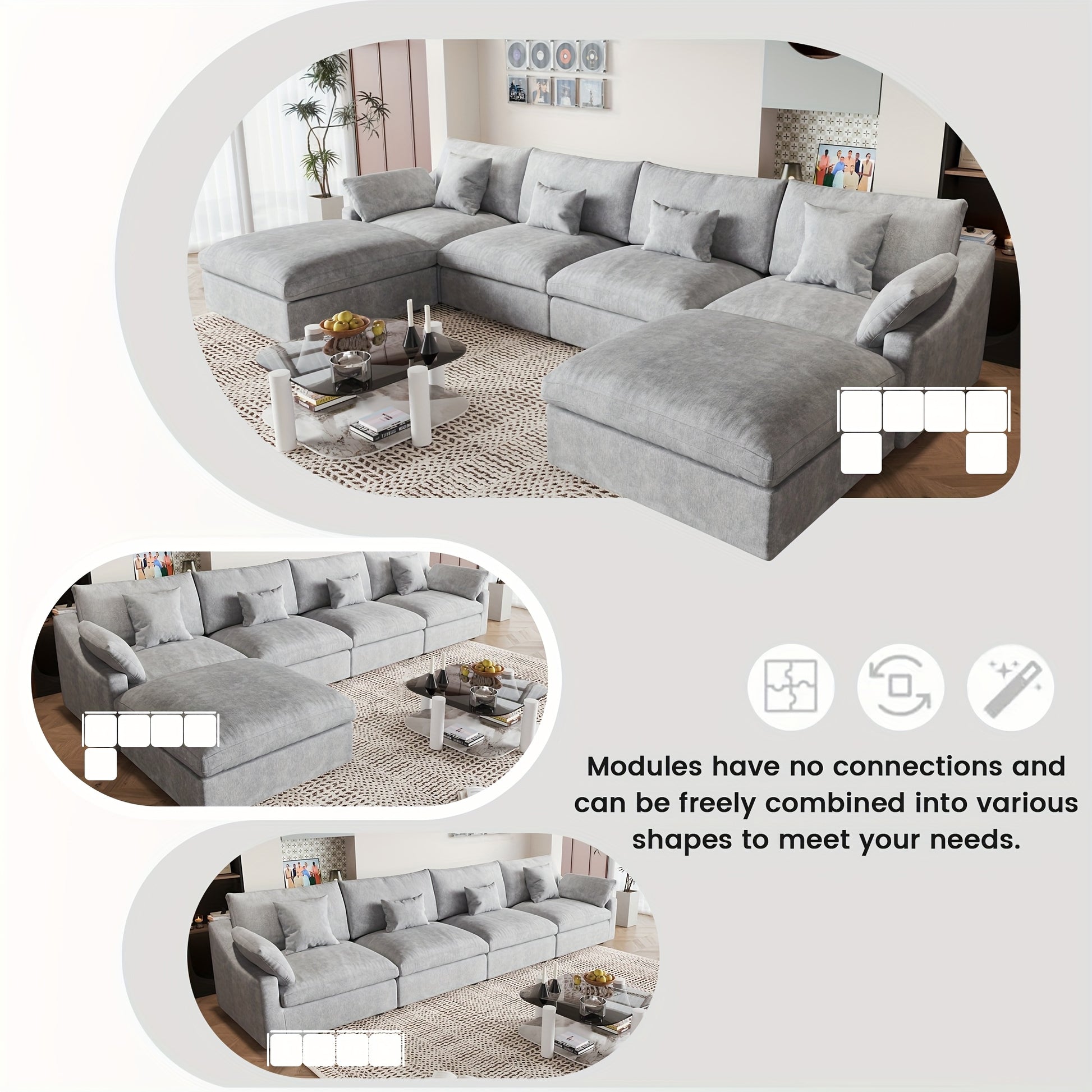 Chic Woods Home Collection — The Fairmount Modular Cloud Sectional - solid wood furniture by Chic Woods