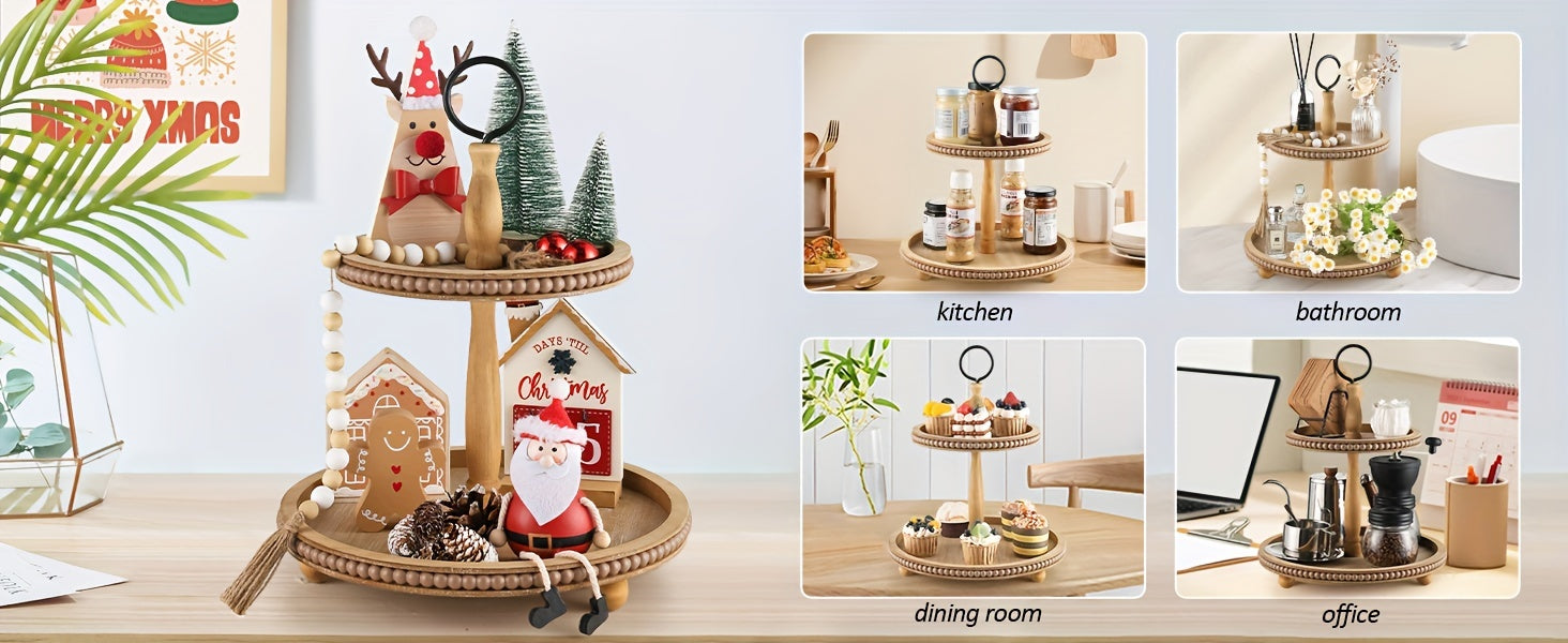 Farmhouse Wooden 2 Tiered Tray