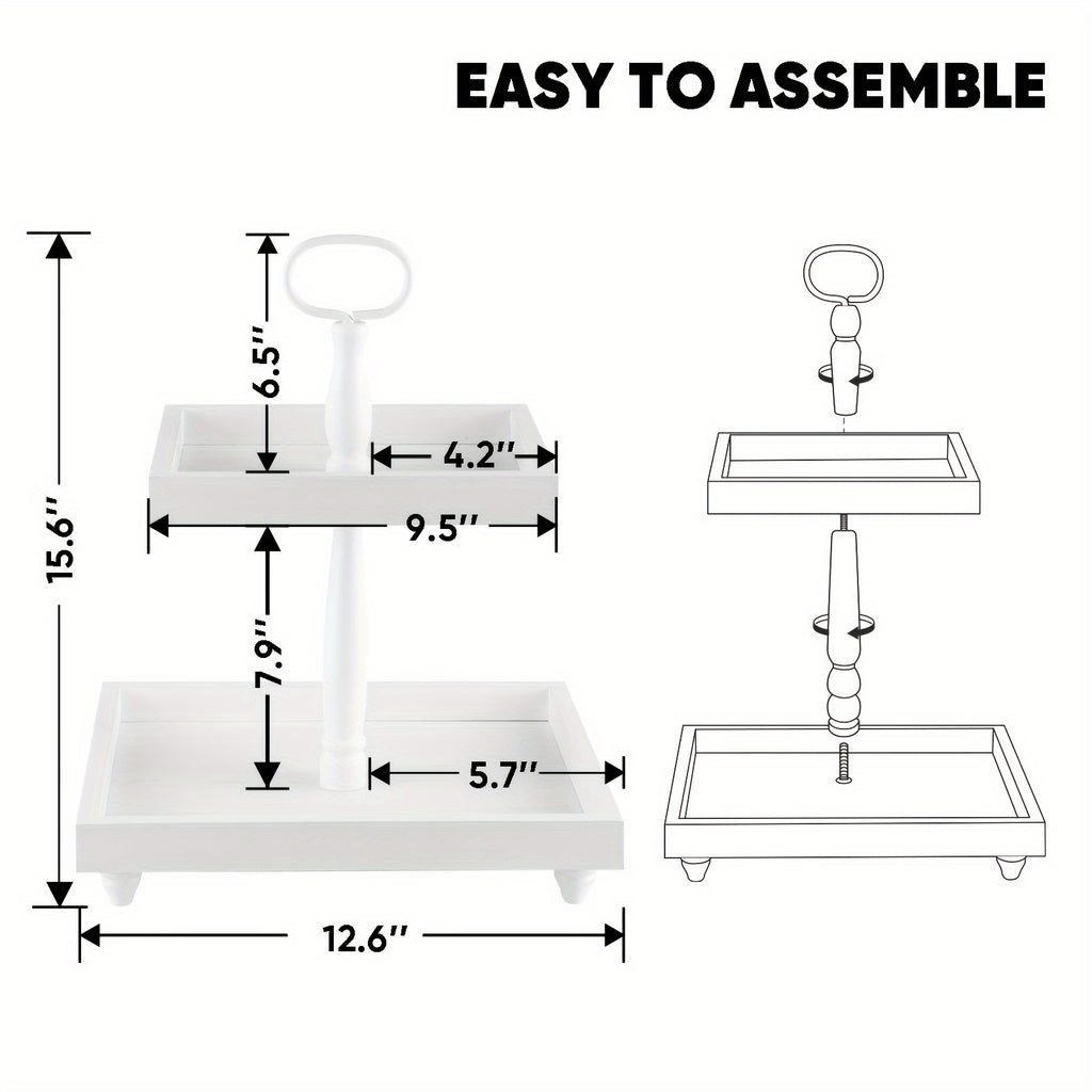 Farmhouse Wooden 2 Tiered Tray