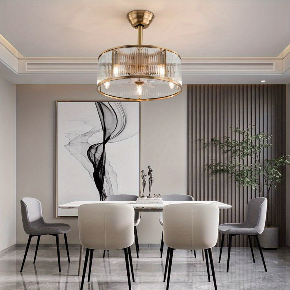 Aveline 5-Light Antique Gold Ceiling Fan Chandelier