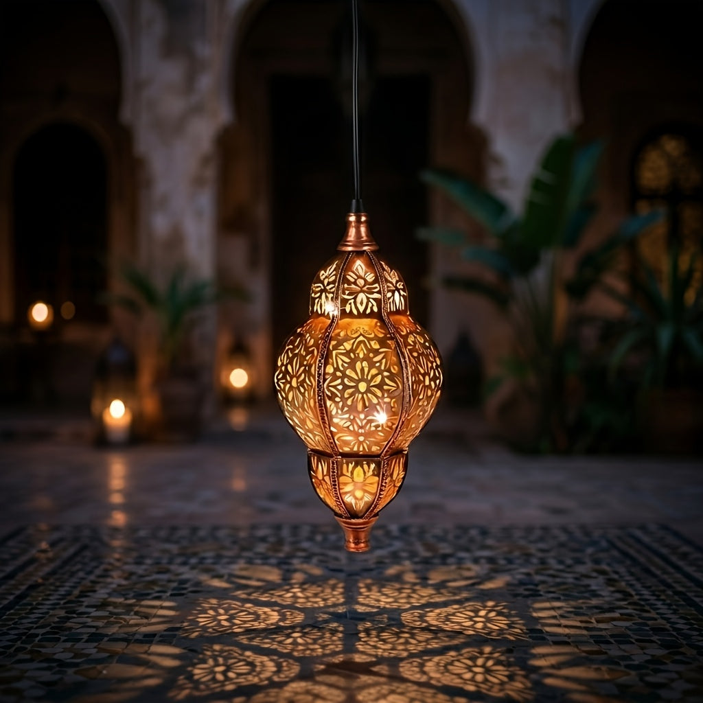 Metal Wall Mounted Lantern | Copper Hollow Solar Light, Suitable for Outdoor Terrace, Channel, Courtyard, Front Porch, Backyard Garden Decoration, Solar Charging, Nickel Battery