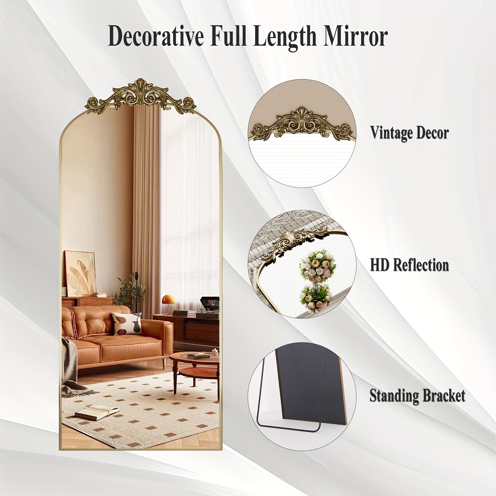 Havenwood Antique Decorative Mirror – Polished Aluminum Frame”