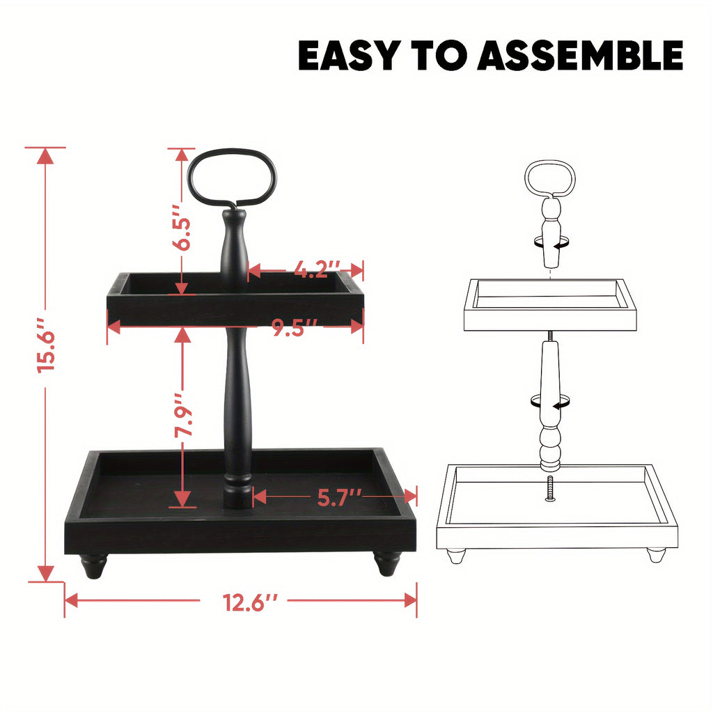 Farmhouse Wooden 2 Tiered Tray