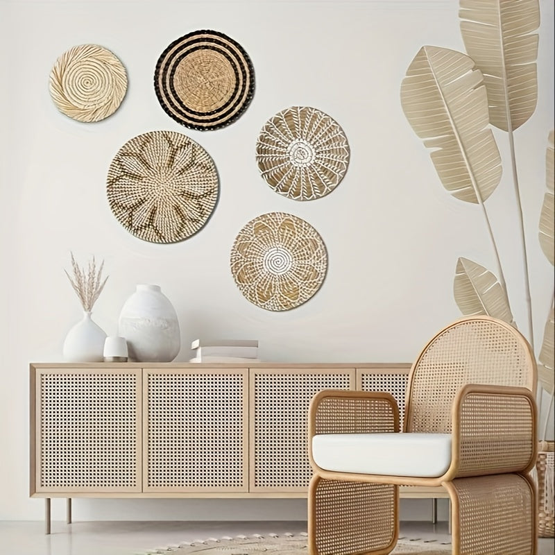 Seagrass Boho Hanging Woven Wall Basket Decor Set