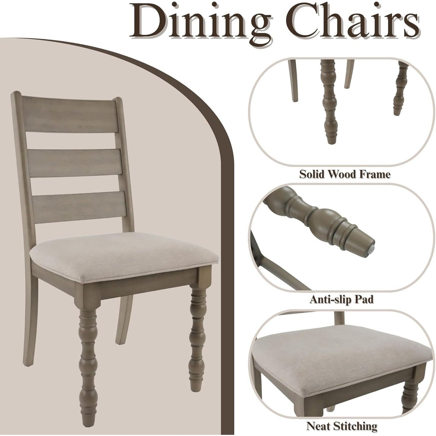 Valmere Roman-Leg Dining Chairs (Set of 2) | Solid Wood Upholstered