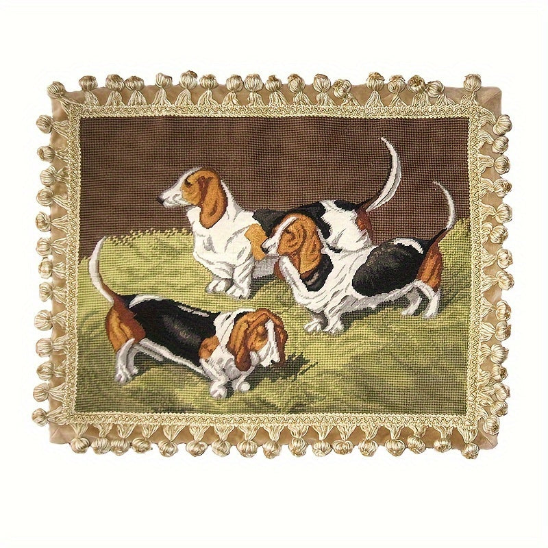 Decorative Needlepoint Hand-Embroidered Wool Throw Pillow