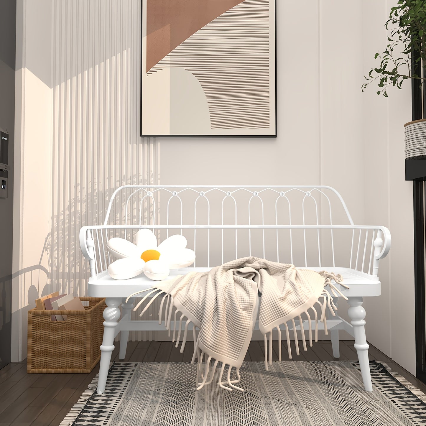 Farmhouse Spindle Back Wooden Bench