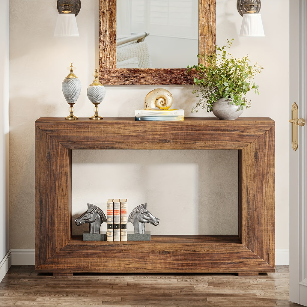 Rustic wood and Metal Console Table
