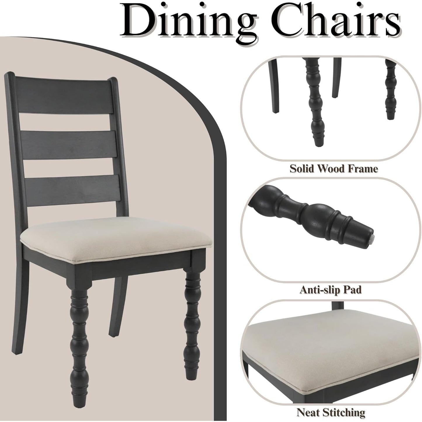 Valmere Roman-Leg Dining Chairs (Set of 2) | Solid Wood Upholstered