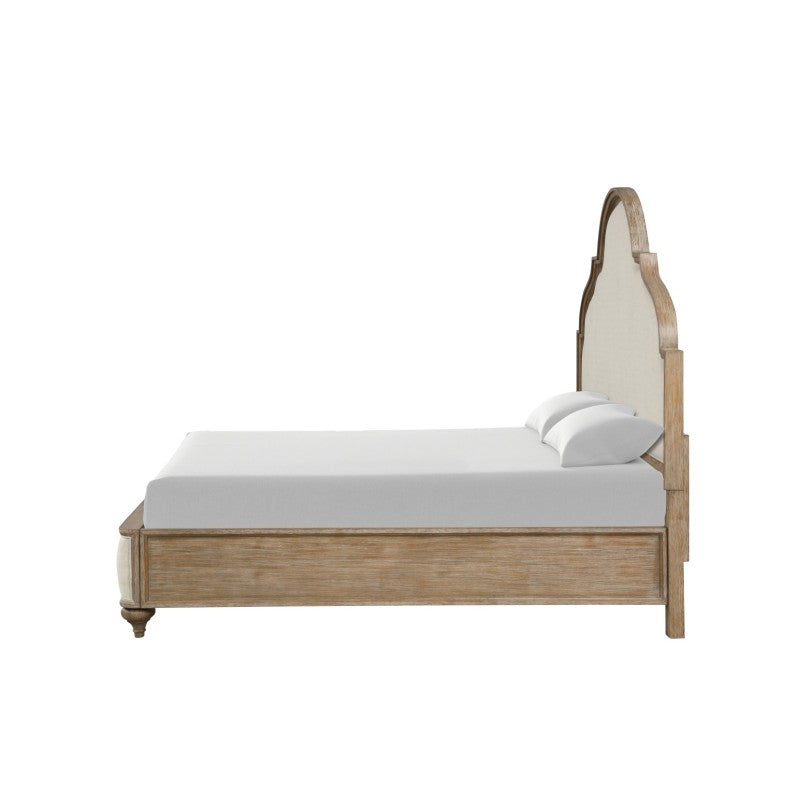 Oakridge Rustic Oak King Bed | Solid Wood Upholstered Frame
