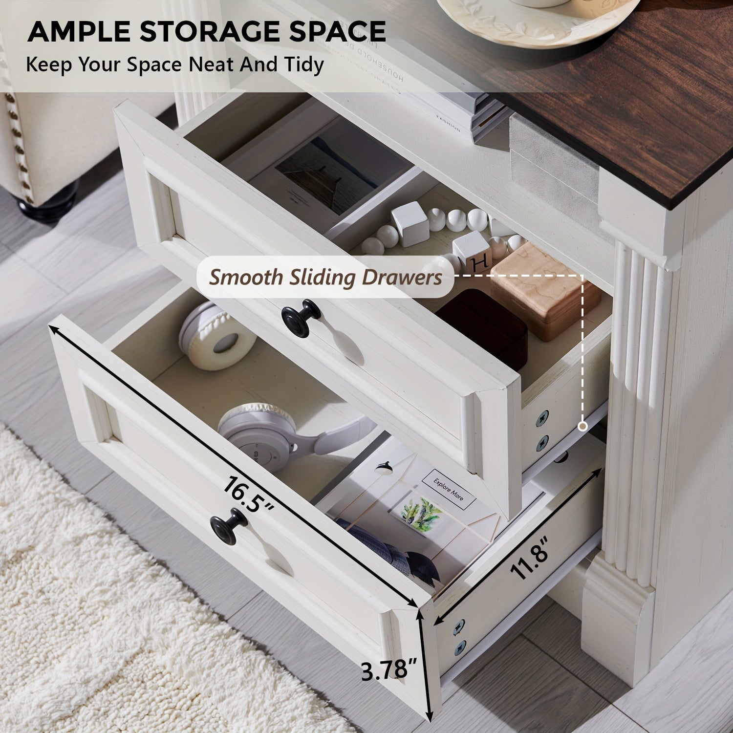 Hearthstead 2 - Piece Farmhouse Nightstand Set – Wood Design with Charging Station - solid wood furniture by Chic Woods