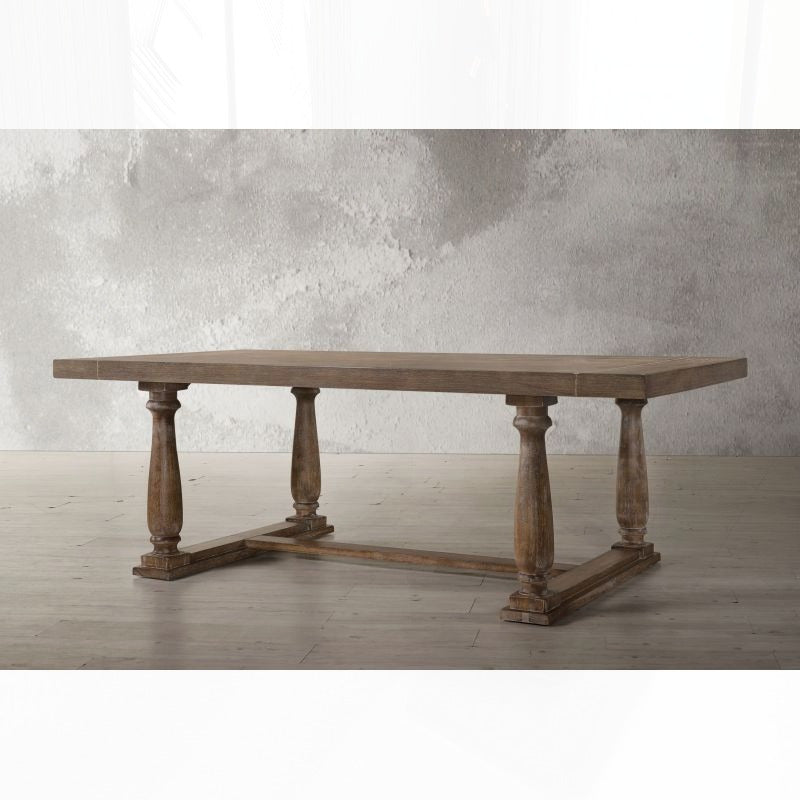 Benson Weathered Oak Dining Table - Farmhouse Charm, Expandable Design, Quick Assembly - solid wood furniture by Chic Woods