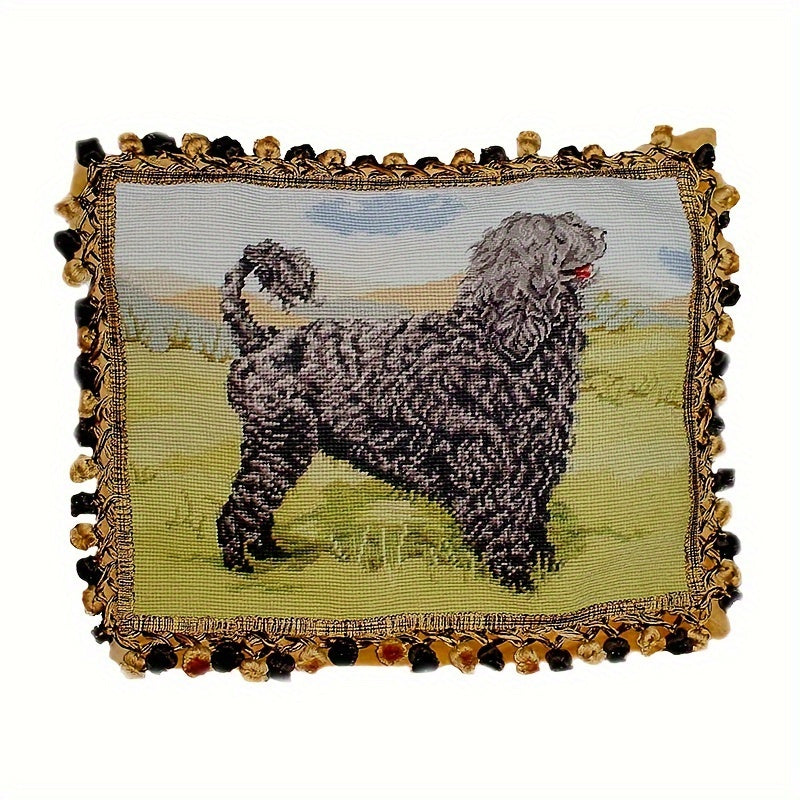 Decorative Needlepoint Hand-Embroidered Wool Throw Pillow