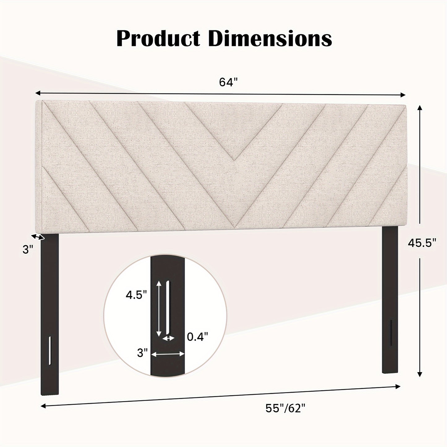 Linen Upholstered Queen Headboard – Beige