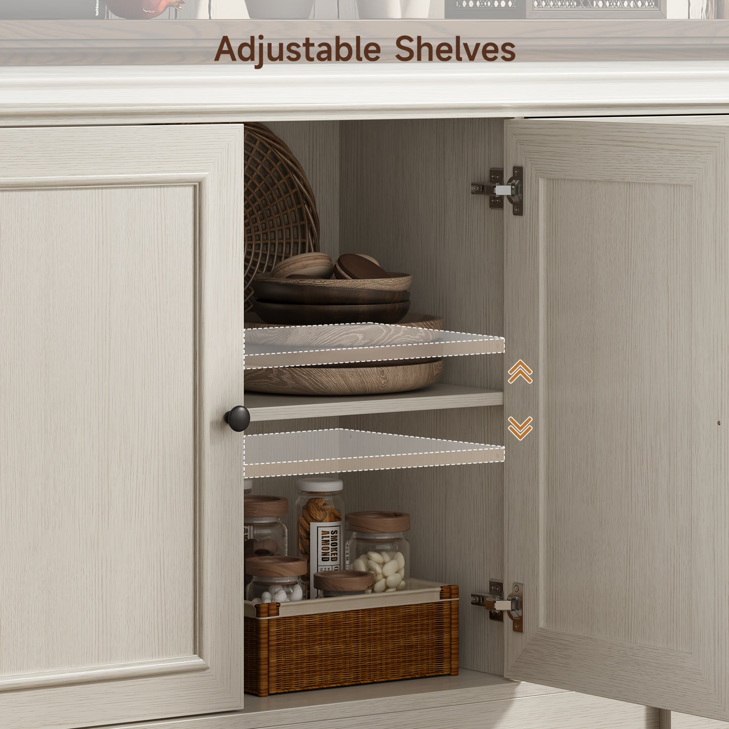 Heritage Farmhouse Buffet Cabinet – 63" Wooden Sideboard with Drawers & Doors