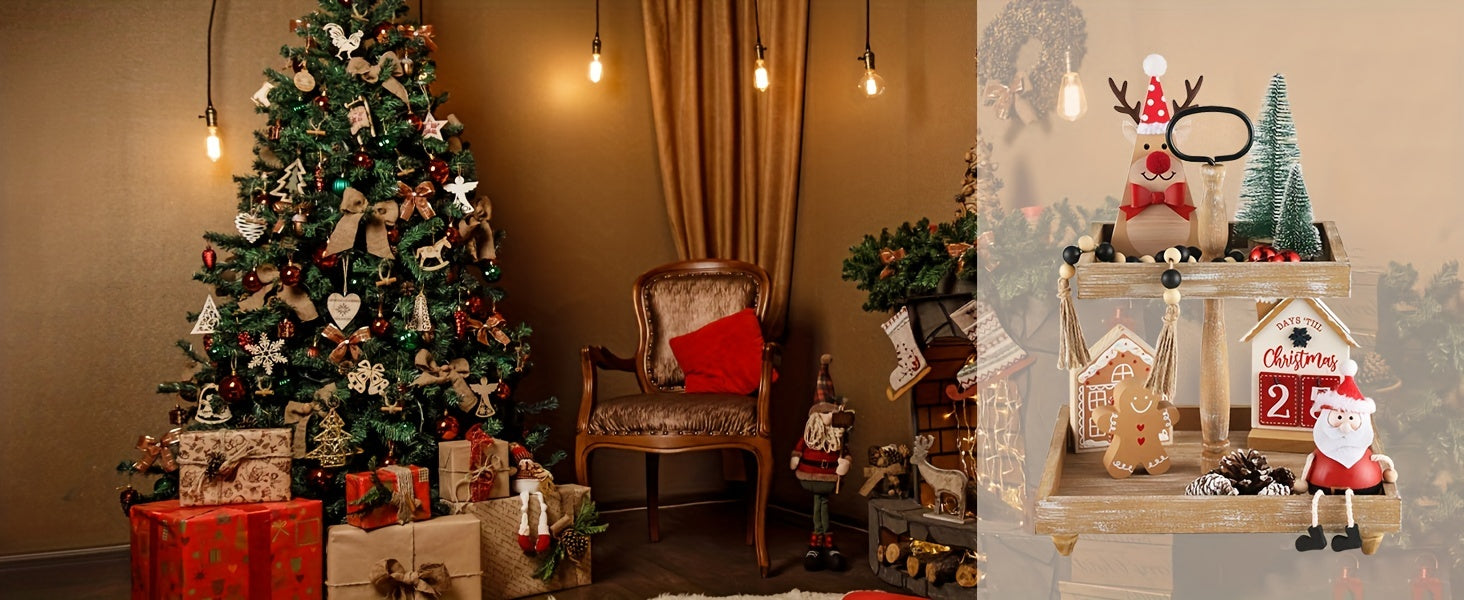 Farmhouse Wooden 2 Tiered Tray