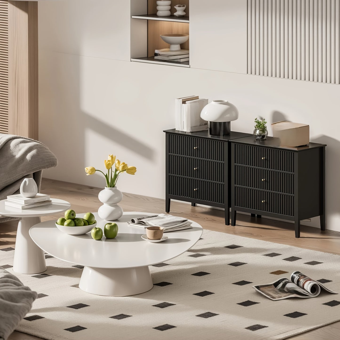 30″ Fluted Nightstand Collection — Sleek Storage Chests in Multiple Finishes