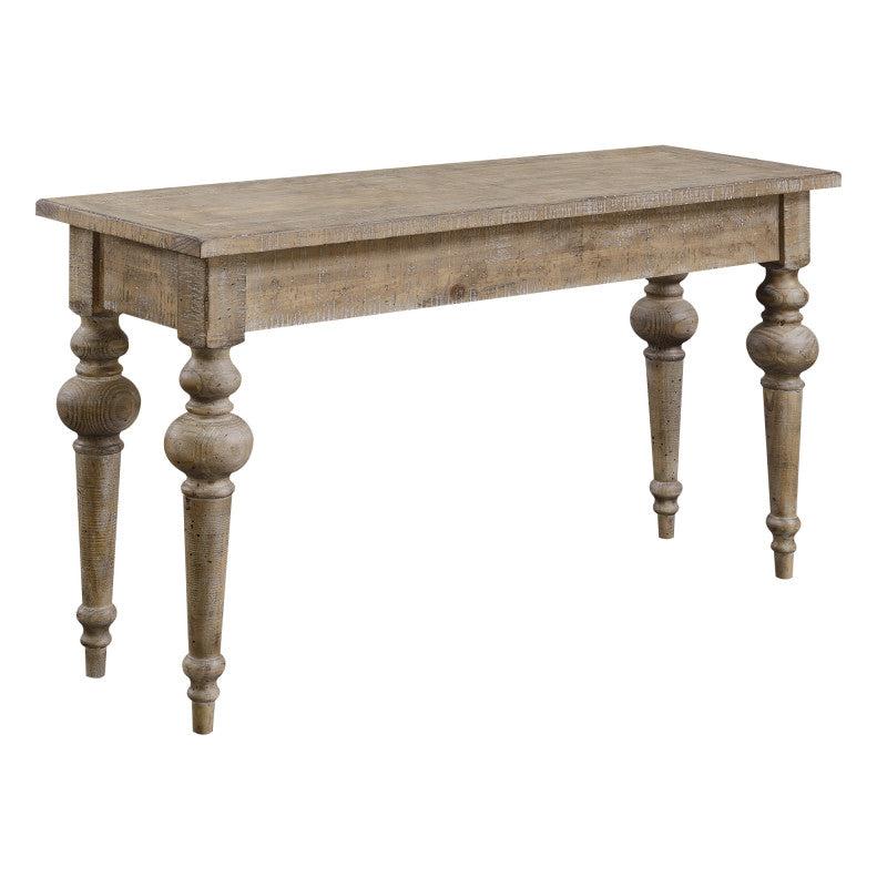 Taupe Sofa Table - Rustic Modern Console Table with Turned Legs, No Assembly Required, Easy-Clean Durable Non-Wood Material, Sandstone Buff/Taupe, 54"W x 17"D x 30"H (≥27" Height) for, Entryway, Hallway Furniture