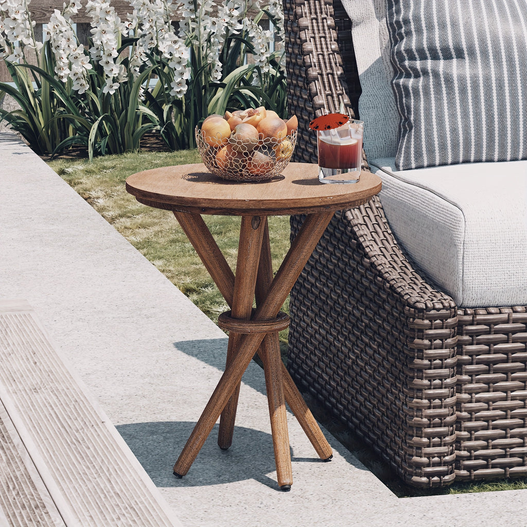 Farmhouse Round Wood End Table