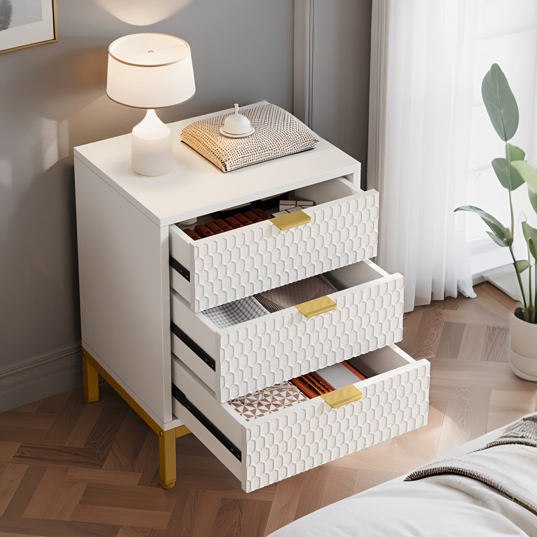 Modern White 3-Drawer Nightstand