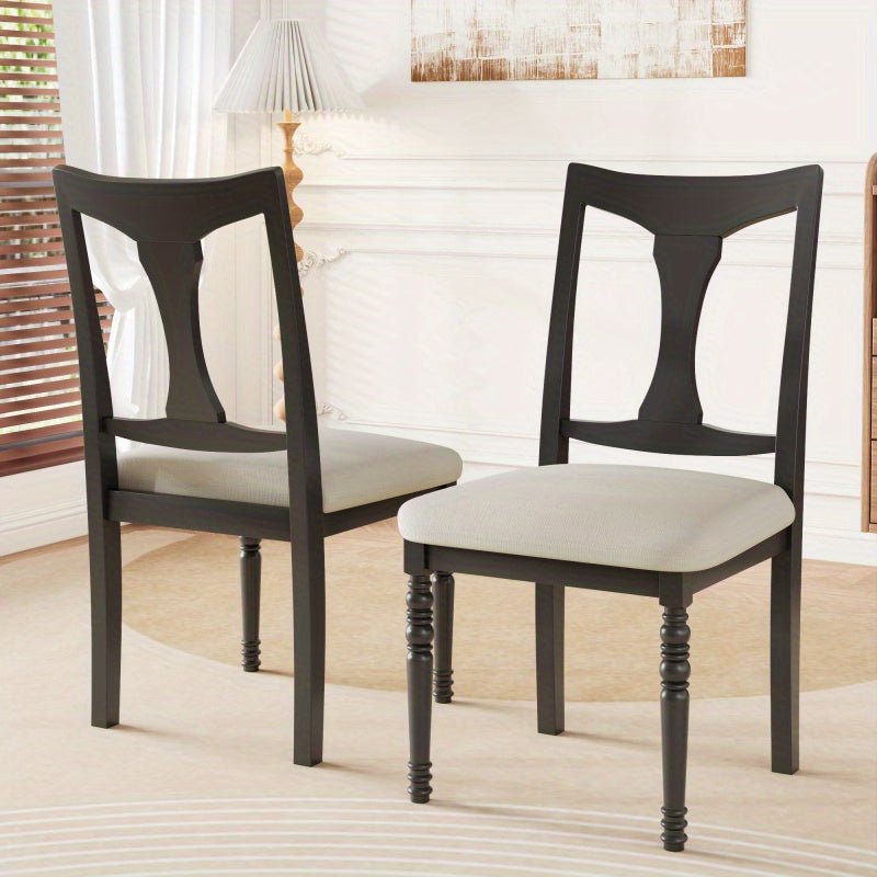 Madeline - 6 - Piece Farmhouse Dining Chair Set - Upholstered, Solid Wood Legs, Vintage Look - solid wood furniture by Chic Woods