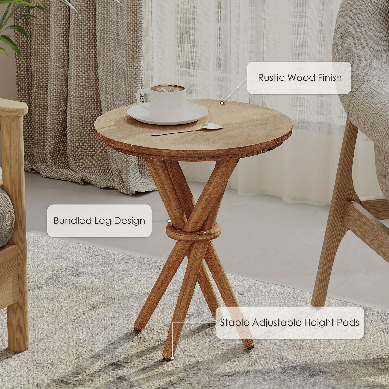 Farmhouse Round Wood End Table