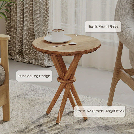 Farmhouse Round Wood End Table - solid wood furniture by Chic Woods