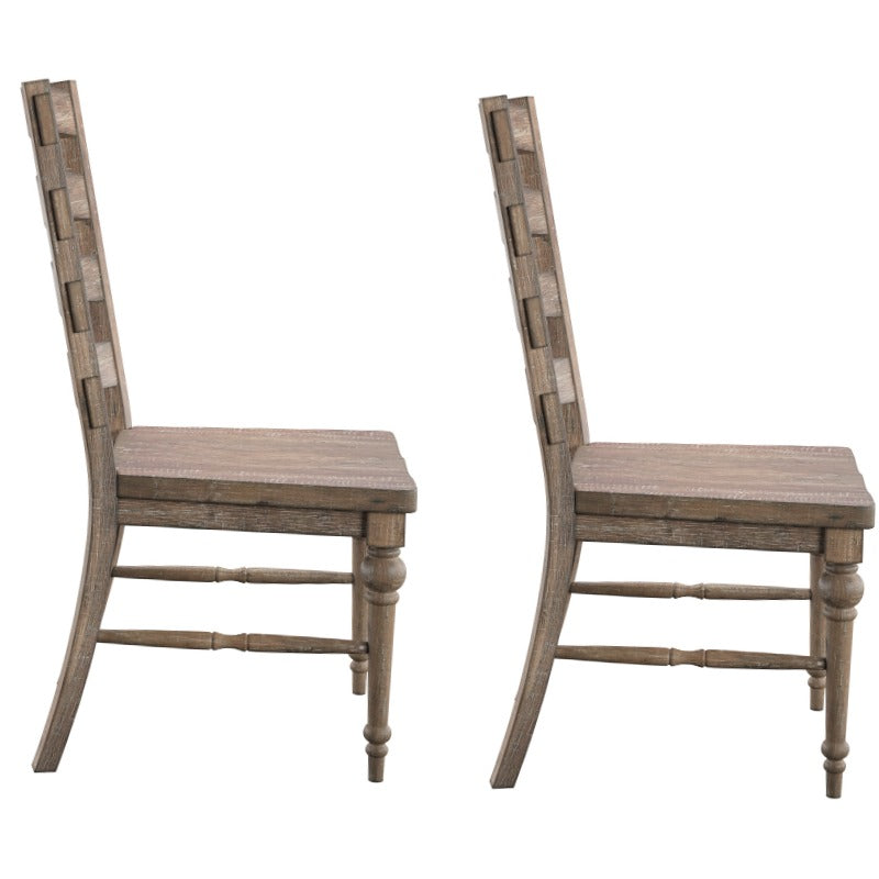 Neutral Taupe Ladderback Dining Chairs – Set of Two