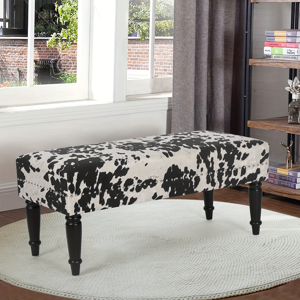 Cow Hide decorative accent bench