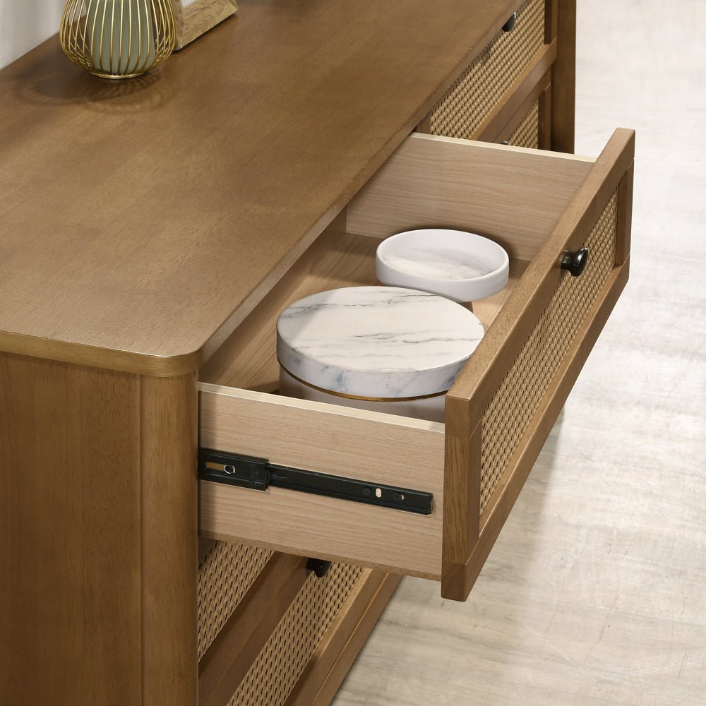 Hemsworth 5 - Piece Bedroom Set – Natural Wood Tone & Upholstered Comfort - solid wood furniture by Chic Woods