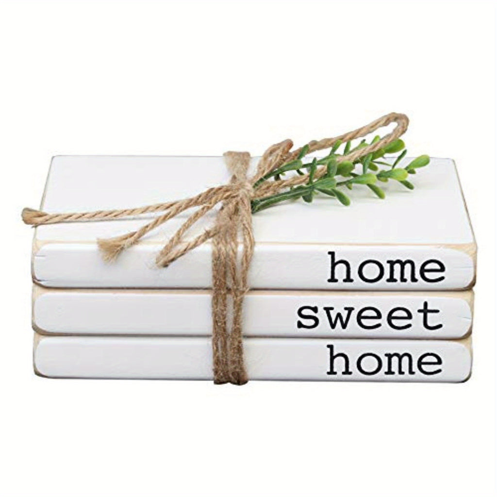 Home Sweet Home Wooden Book Stack – Farmhouse Charm”