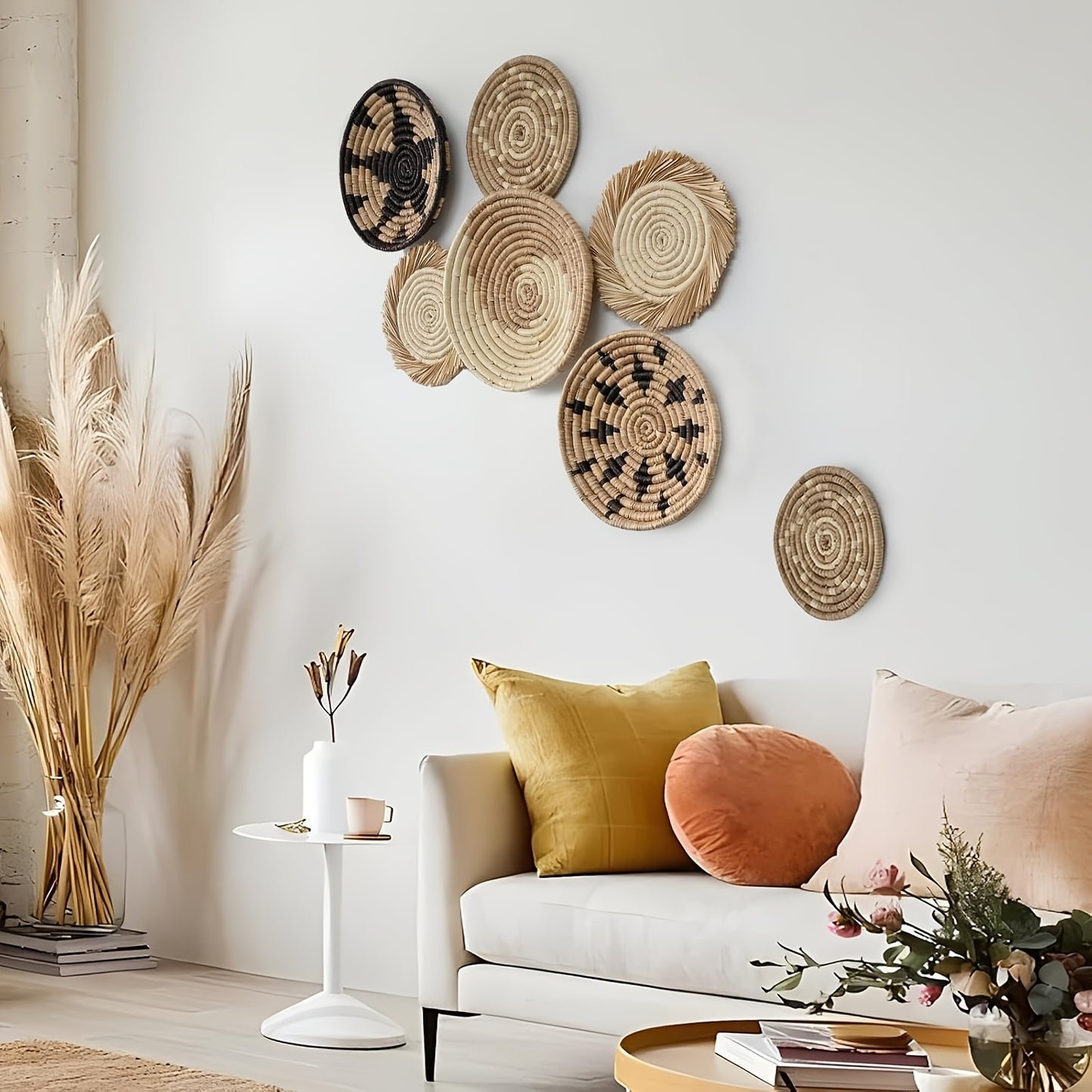 Seagrass Boho Hanging Woven Wall Basket Decor Set