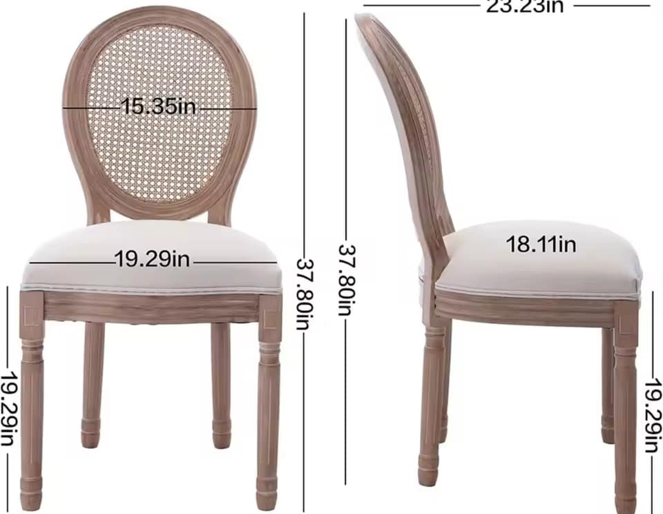 Rattan back dining chairs