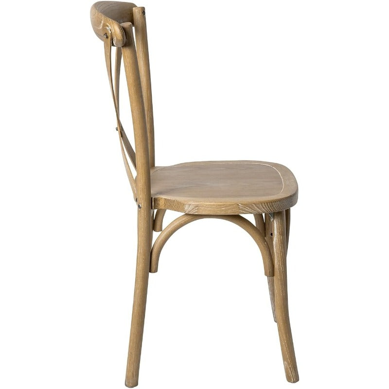 Heritage Cross-Back Dining Chair in Natural + White Grain by Chic Woods